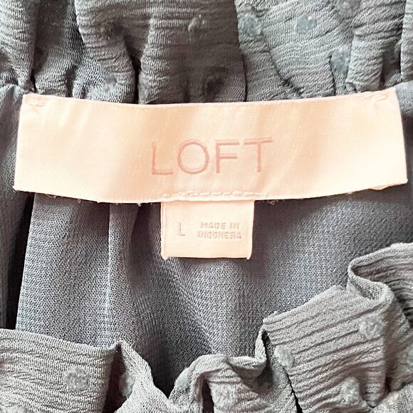 LOFT Green Swiss Dot Peplum Blouse – Green – Size L - Picture 7 of 8